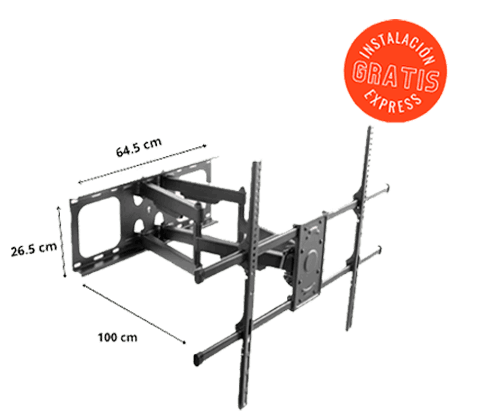 soporte doble brazo extra grande para pantallas de 70 a 90 pulgadas con giro de 180 grados